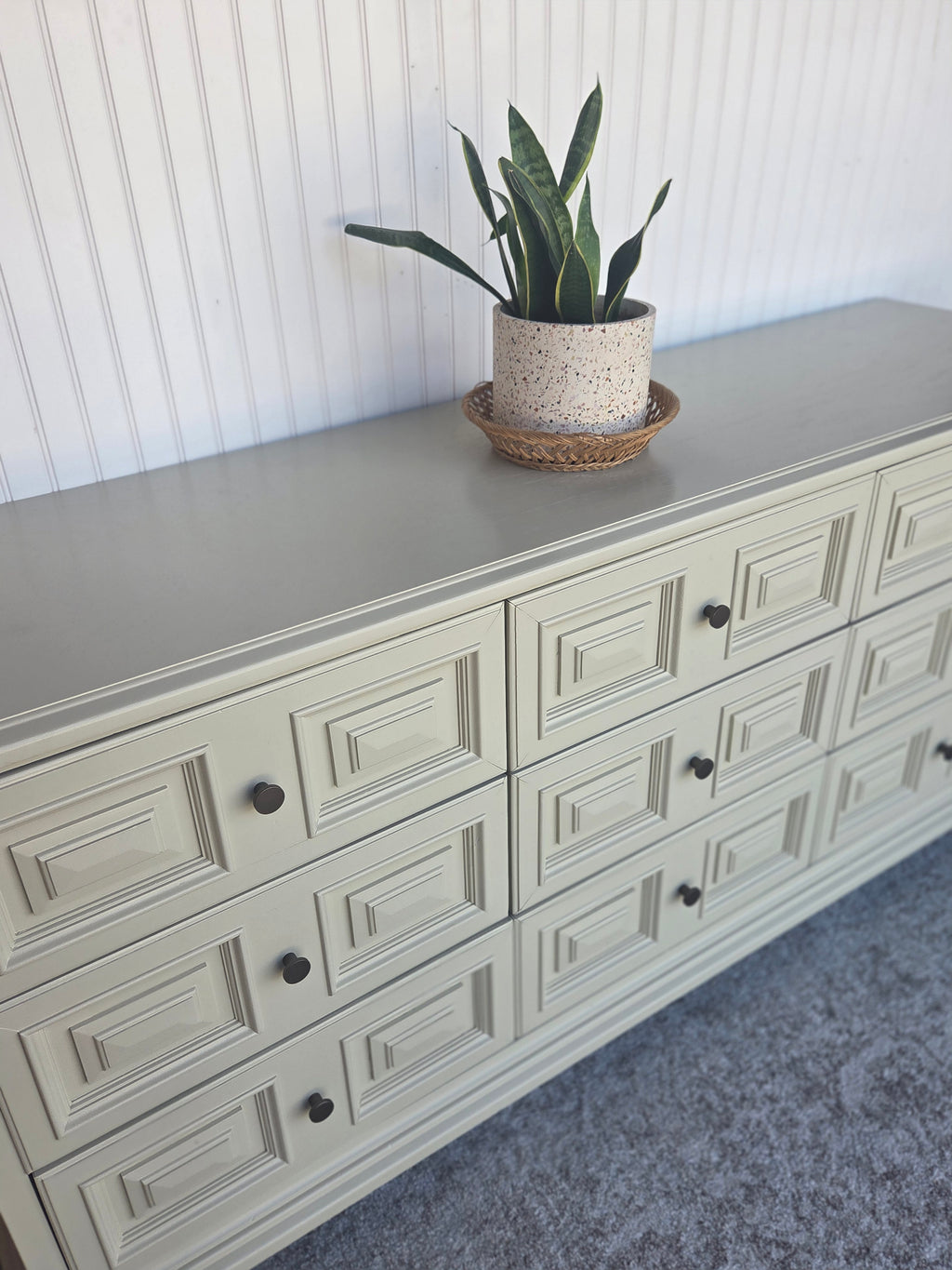 Creamy Taupe Drexel & Brass Triple Dresser