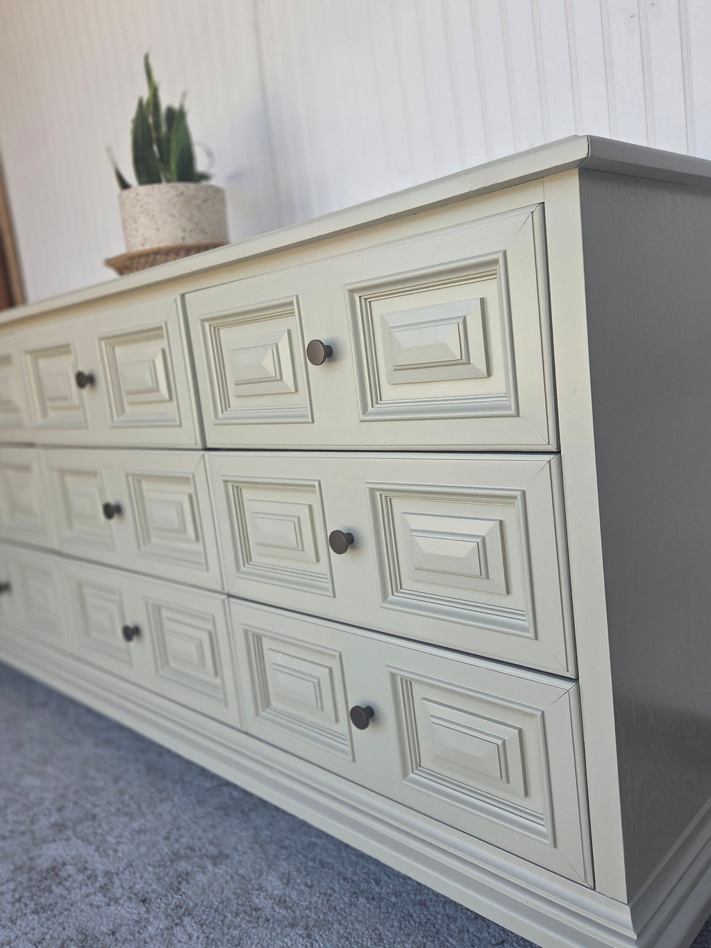 Creamy Taupe Drexel & Brass Triple Dresser
