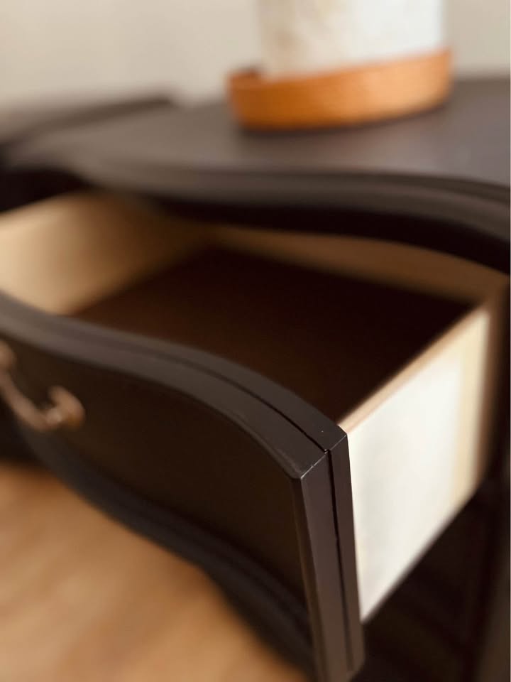 Oversized Deep Black Nightstand Pair