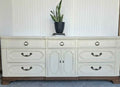Creamy Ivory & Brass Triple Dresser