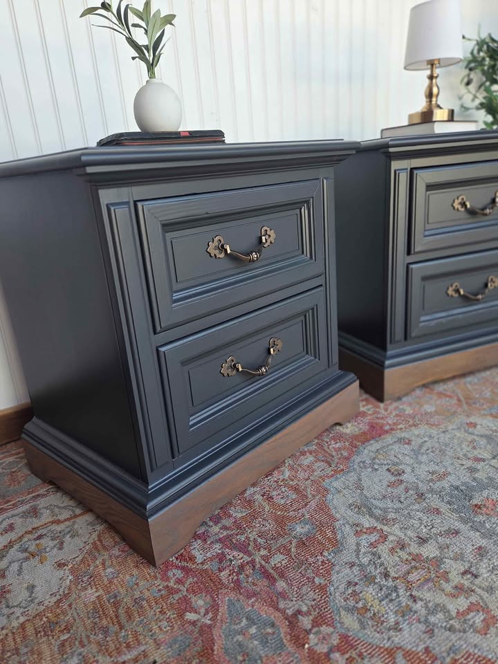 Black & Brass Nightstand Pair