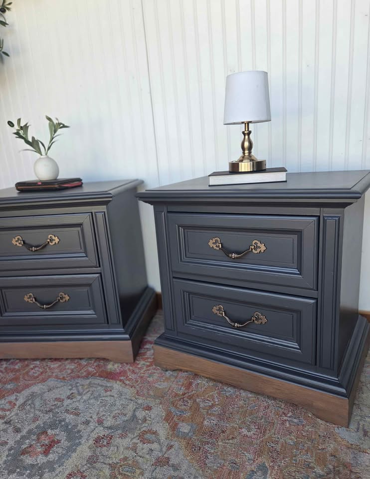 Black & Brass Nightstand Pair