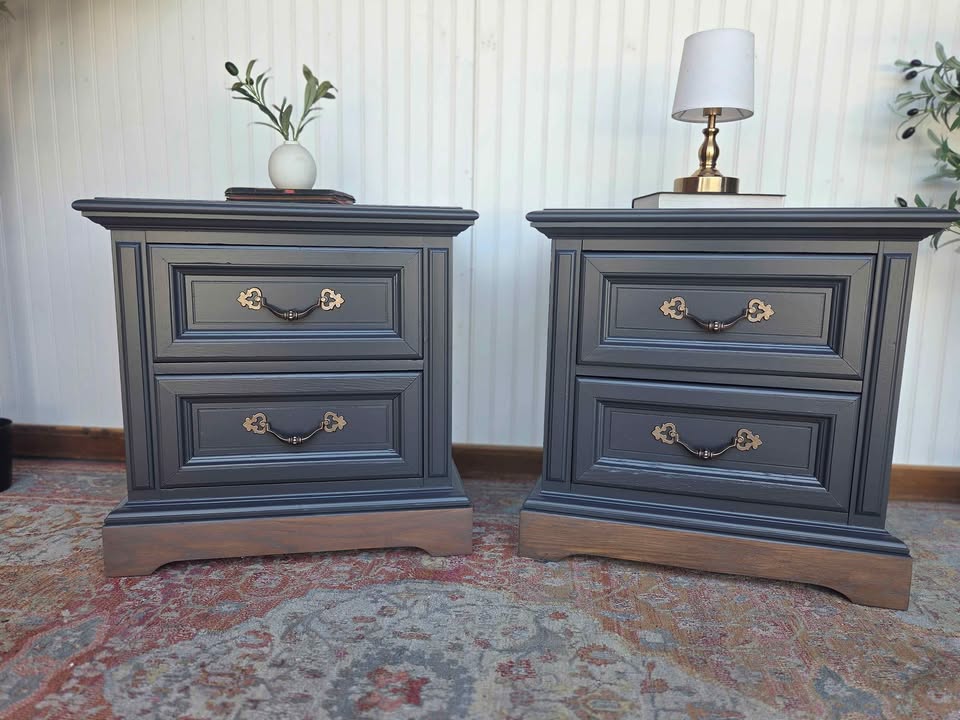 Black & Brass Nightstand Pair