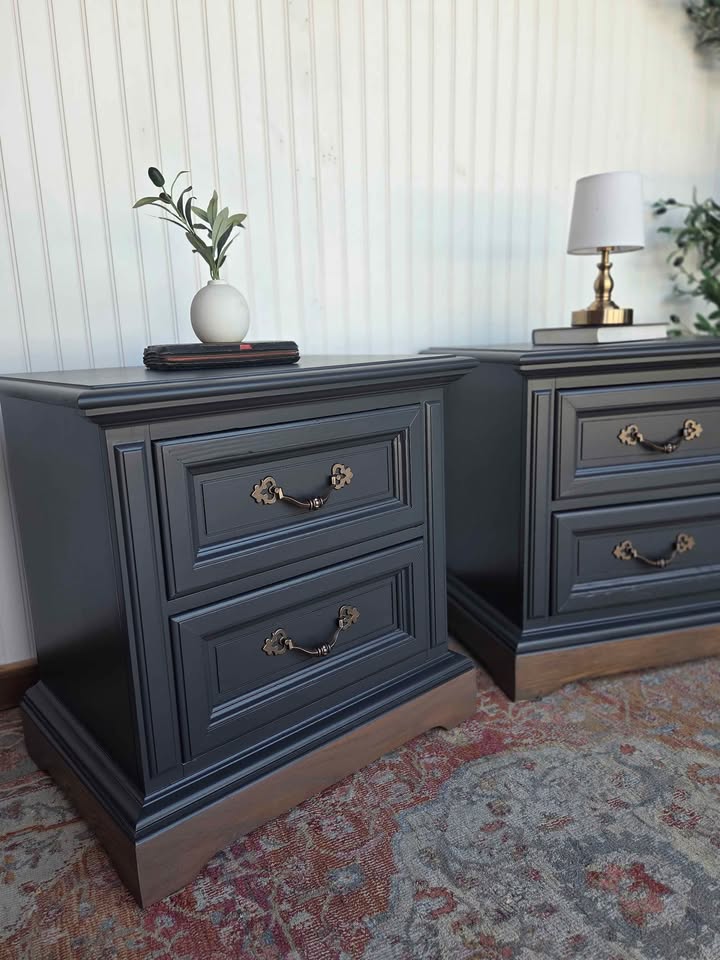 Black & Brass Nightstand Pair