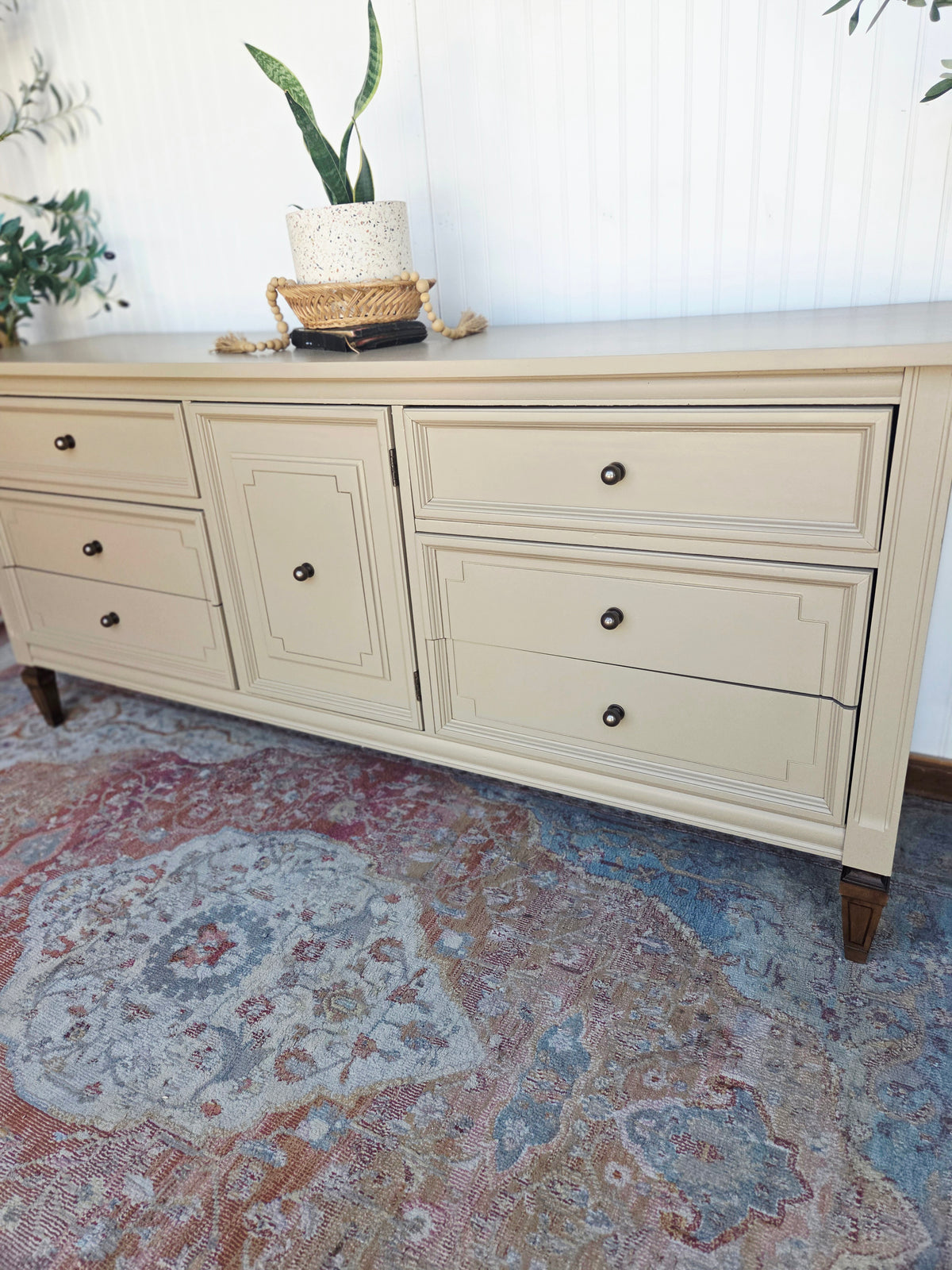 Taupe & Brass MCM Dixie Triple Dresser