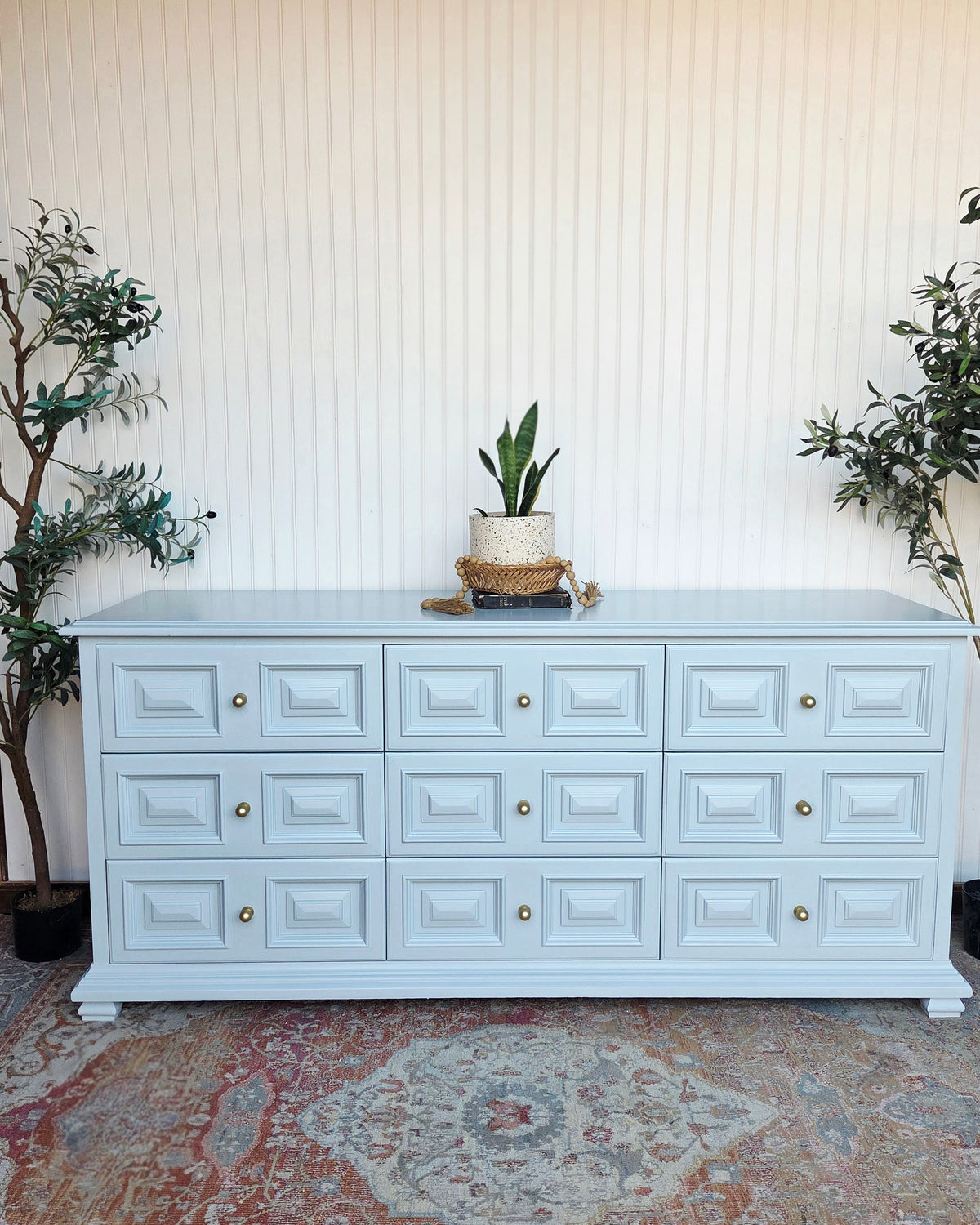 Pale Blue & Gold Drexel Triple Dresser