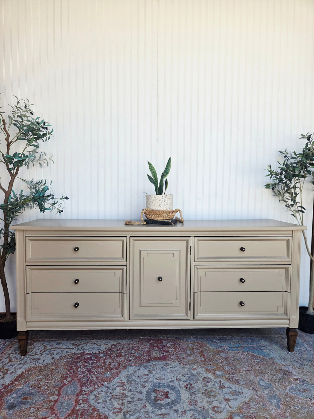 Taupe & Brass MCM Dixie Triple Dresser