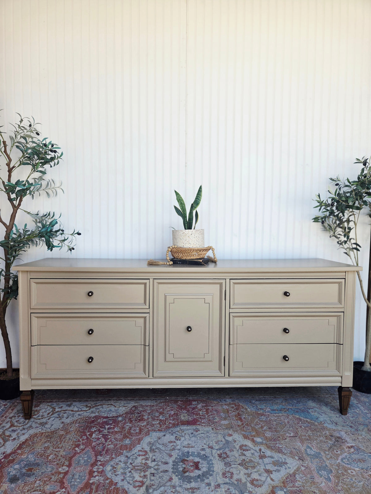 Taupe & Brass MCM Dixie Triple Dresser