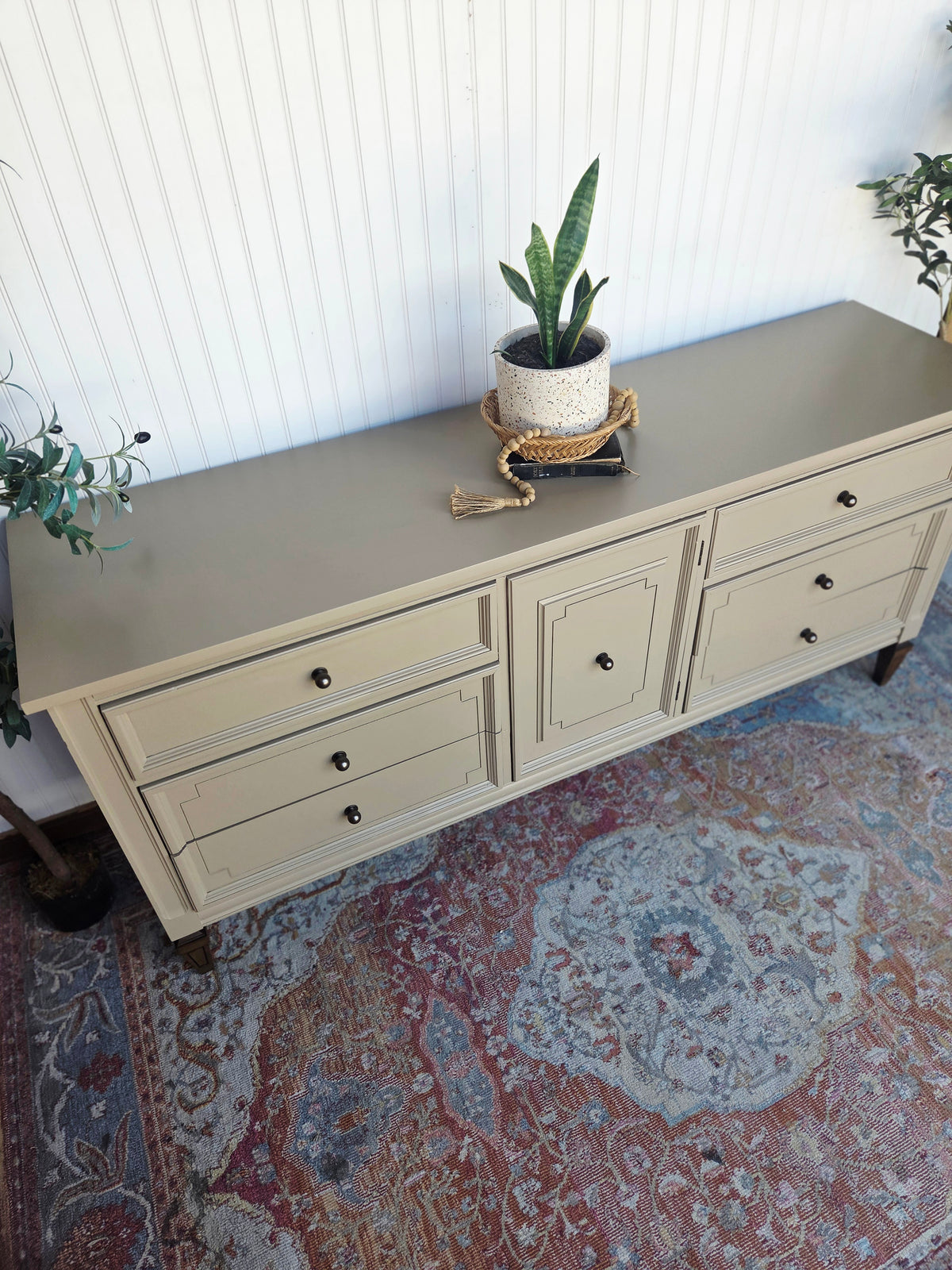 Taupe & Brass MCM Dixie Triple Dresser