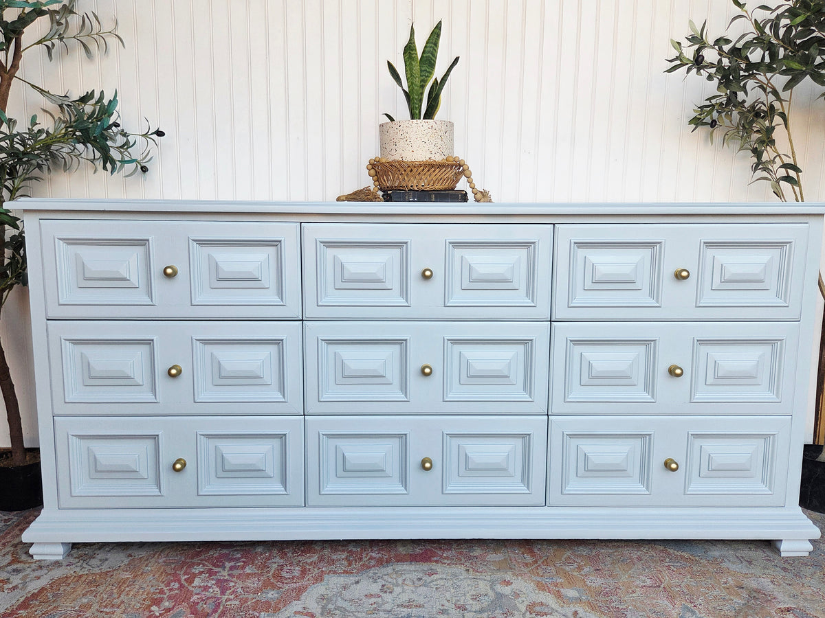 Pale Blue & Gold Drexel Triple Dresser