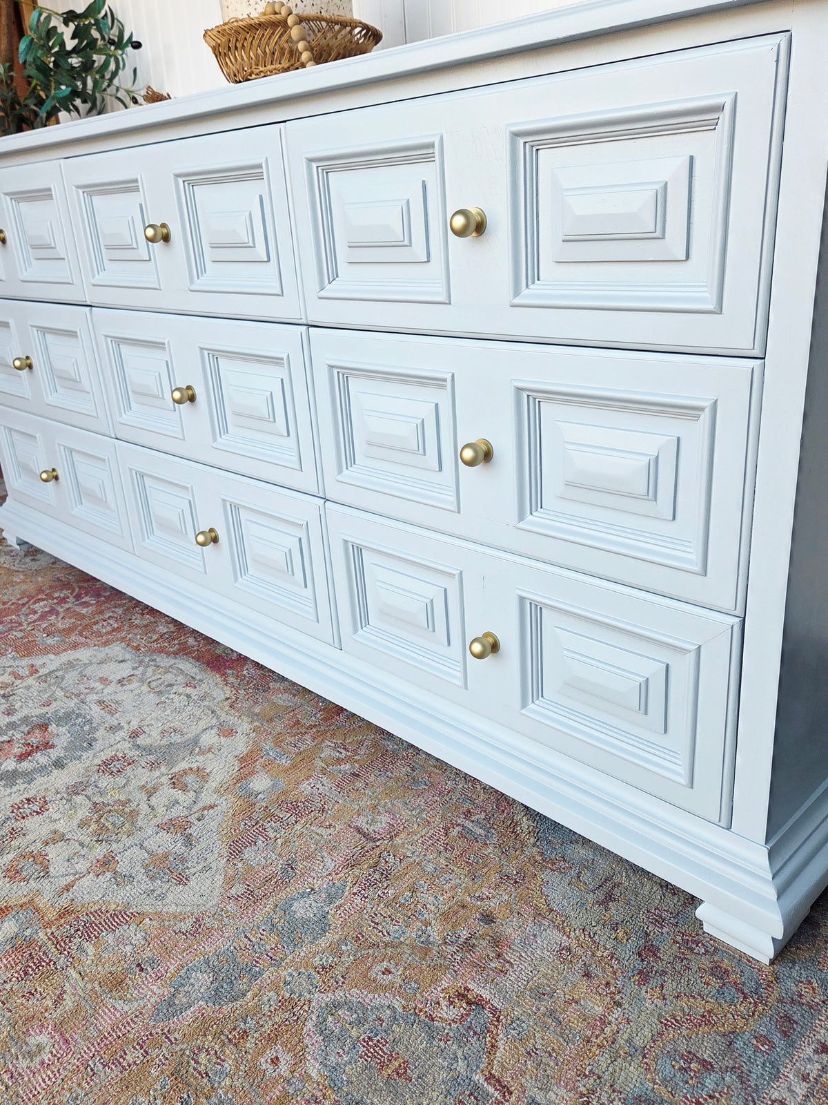 Pale Blue & Gold Drexel Triple Dresser