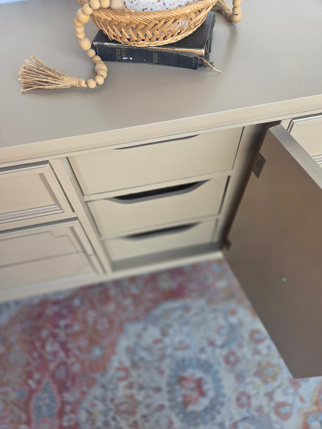 Taupe & Brass MCM Dixie Triple Dresser