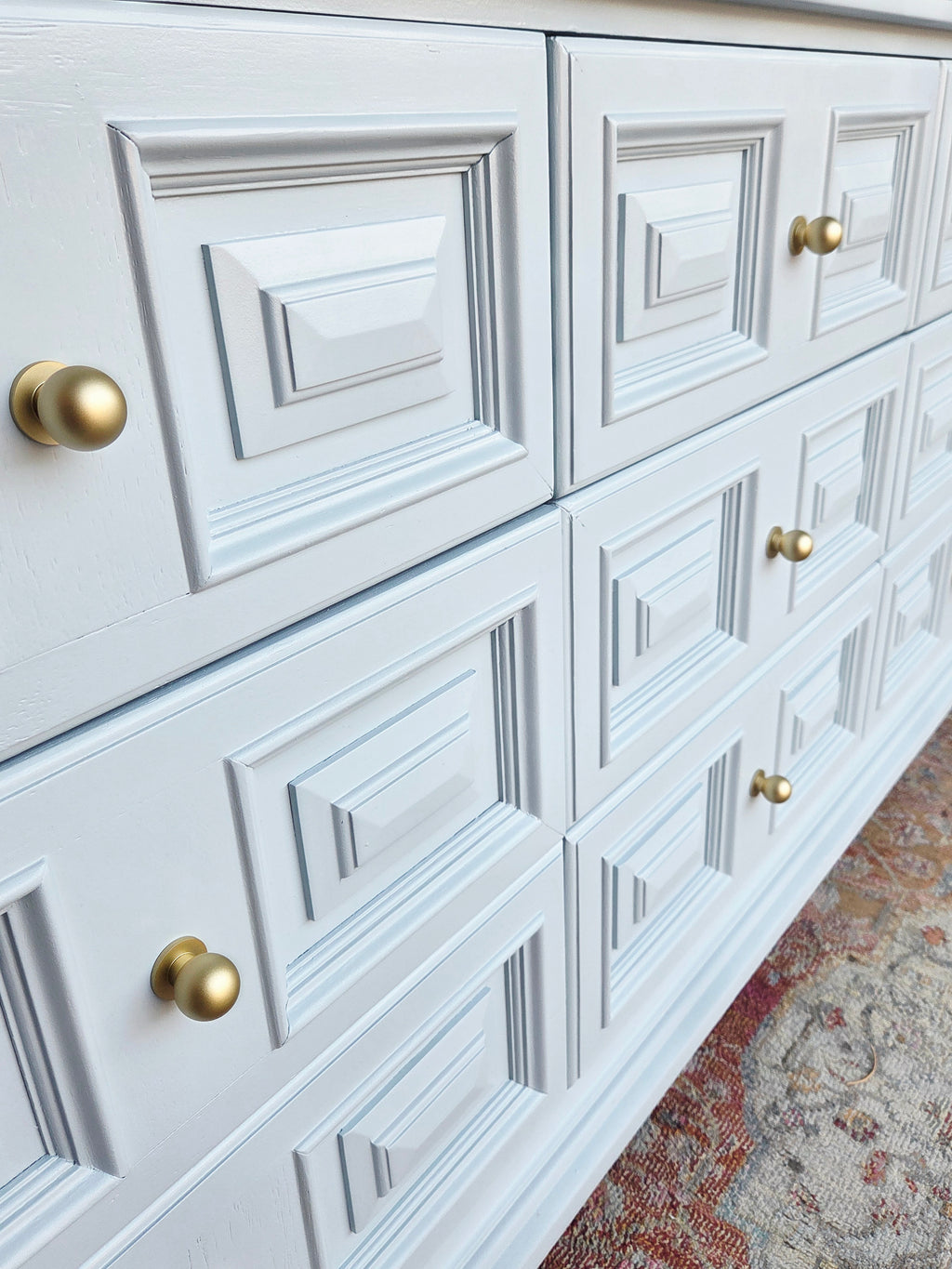 Pale Blue & Gold Drexel Triple Dresser