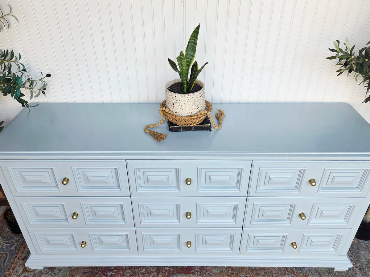 Pale Blue & Gold Drexel Triple Dresser
